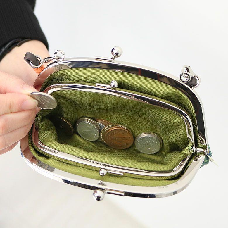 在庫商品】革ヒモ付き親子がま口財布【帆布・がまの実】 [M便 1/2