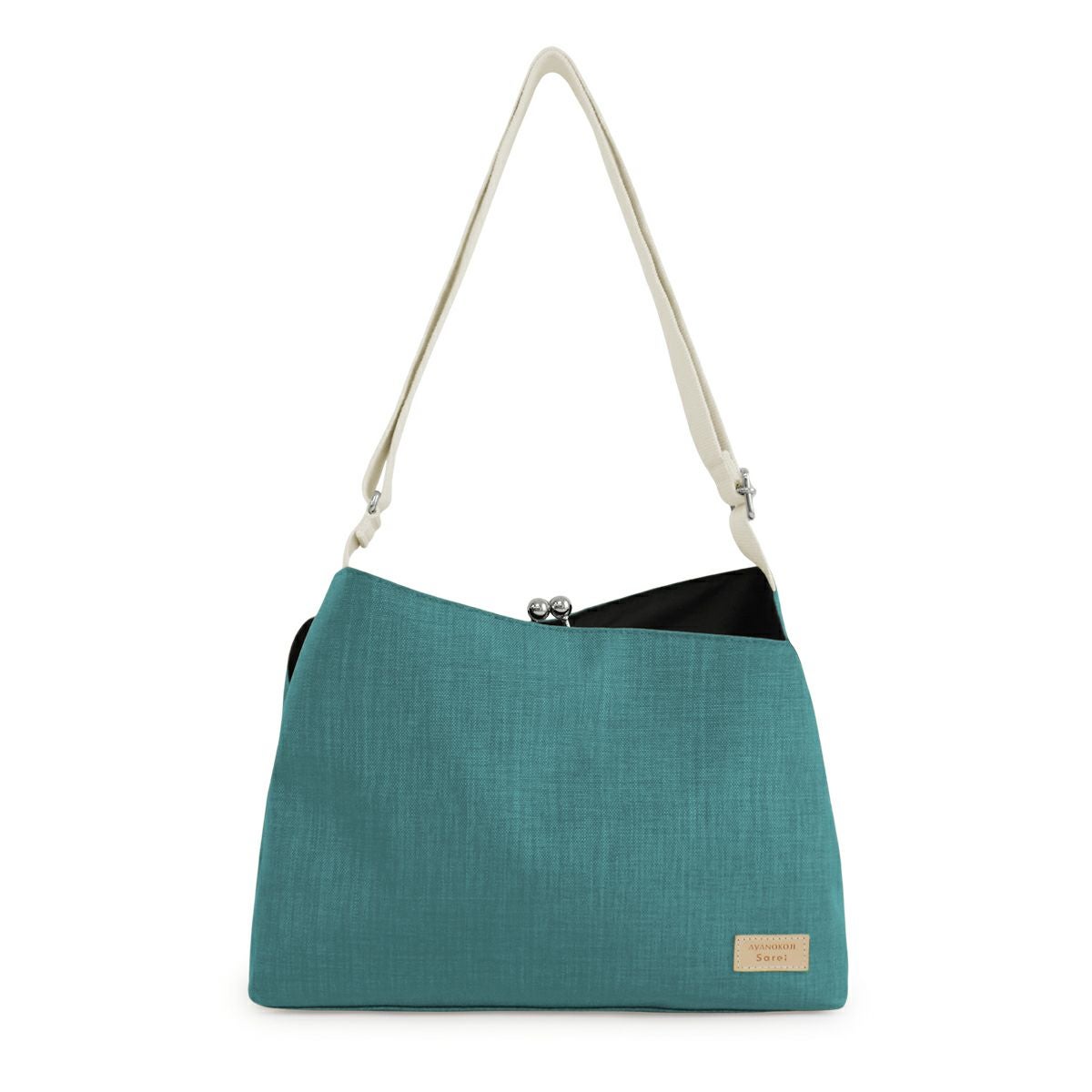 ブラックがま口スマートワンショルダーバッグ【Sarei コーデュラ(R) re/cor(TM)（コーデュラレコー）・MONTANA】