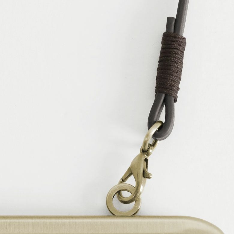 手提げ用 24cmレザー角ヒモ（茶色巻き）　金具