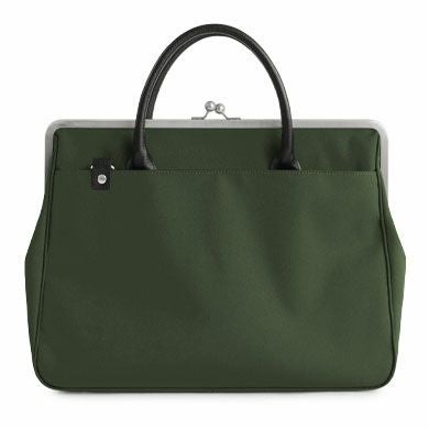 がま口スーツケースバッグ（革ハンドル）【コーデュラ（R）】