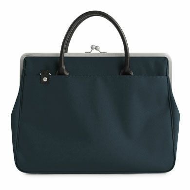 がま口スーツケースバッグ（革ハンドル）【コーデュラ（R）】