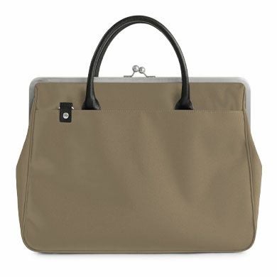 がま口スーツケースバッグ（革ハンドル）【コーデュラ（R）】