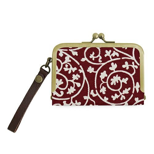 在庫商品】ストラップ付き横型がま口パスケース【帆布・蛸唐草】 [M便