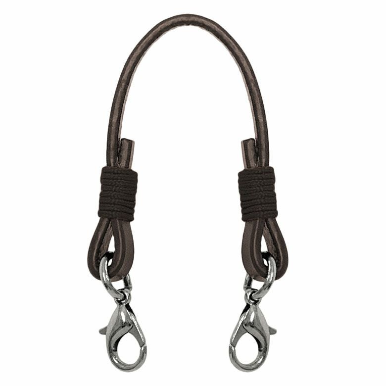 手提げ用 14cmレザー角ヒモ（茶色巻き）　ヒモ全体