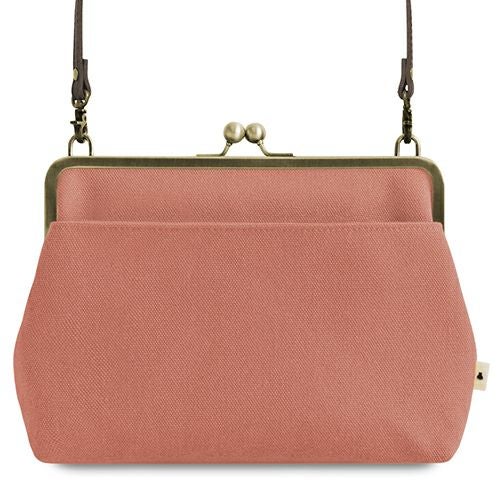 ポケット付きがま口スクエアポシェット【帆布・綿布（アソート）】