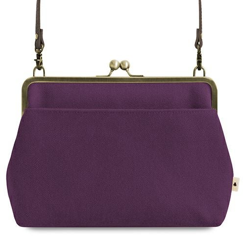 ポケット付きがま口スクエアポシェット【帆布・綿布（アソート）】