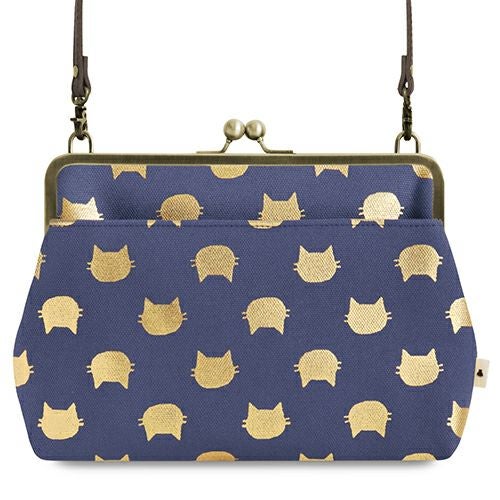 ポケット付きがま口スクエアポシェット【帆布・綿布（アソート）】