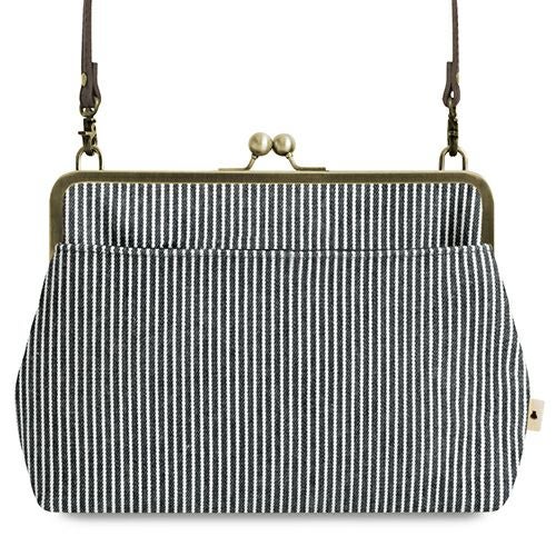 ポケット付きがま口スクエアポシェット【帆布・綿布（アソート）】