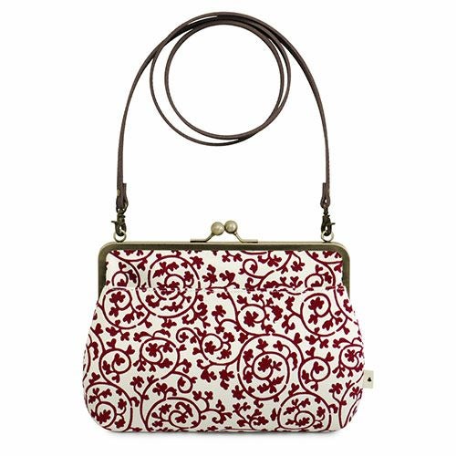 在庫商品】ポケット付きがま口スクエアポシェット【帆布・蛸唐草