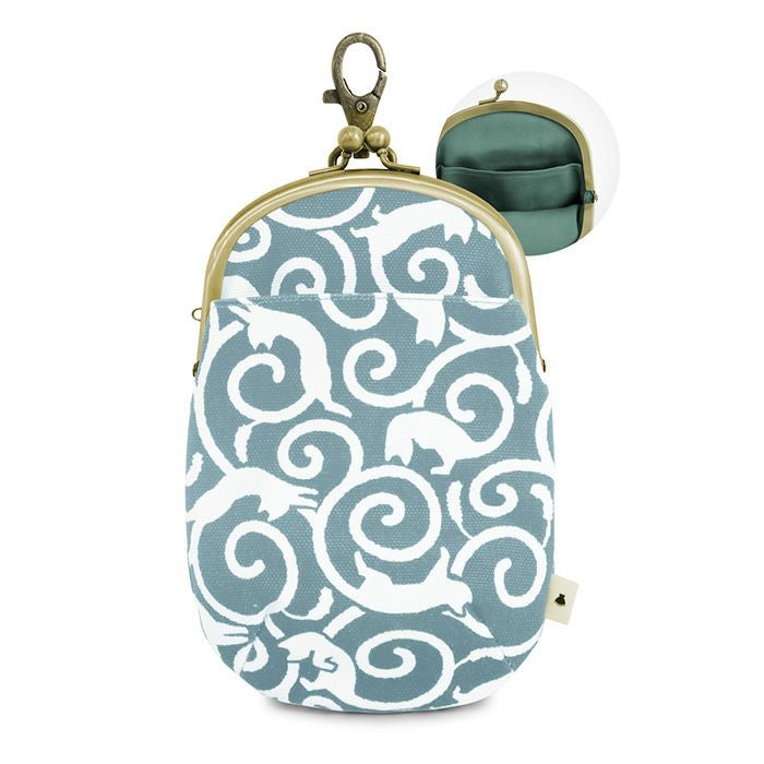 AYANOKOJI あやの小路 がま口チョークポーチ＋（プラス）【ねこ唐草】 カラーバリエーション見せ　ブルー