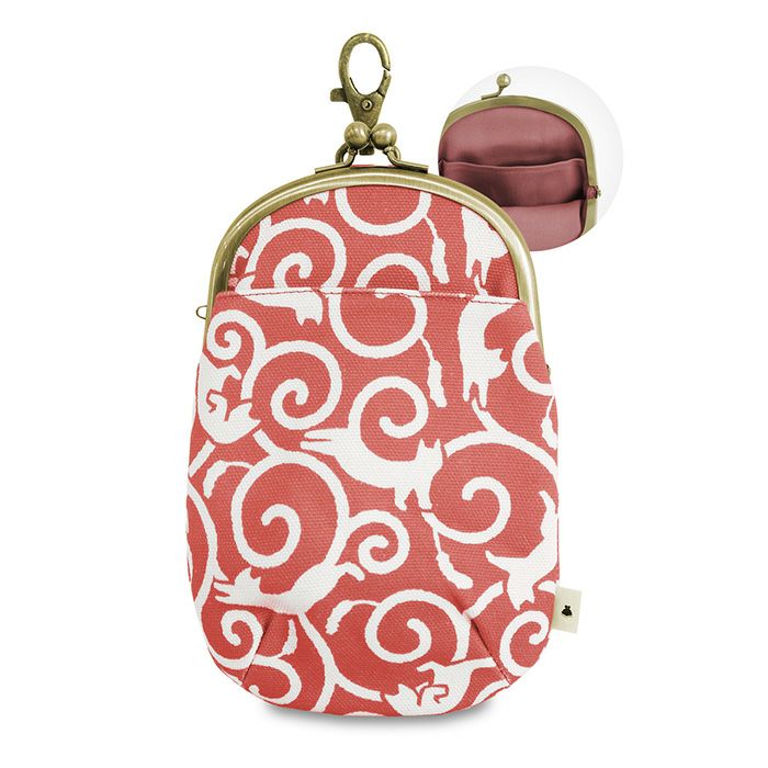 AYANOKOJI あやの小路 がま口チョークポーチ＋（プラス）【ねこ唐草】 カラーバリエーション見せ　ピンク