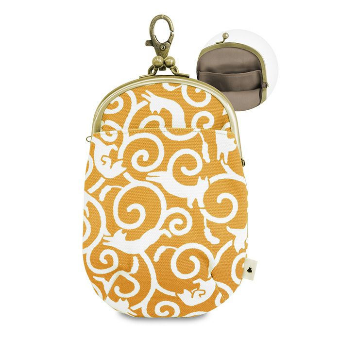 AYANOKOJI あやの小路 がま口チョークポーチ＋（プラス）【ねこ唐草】 カラーバリエーション見せ　イエロー