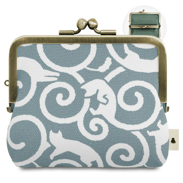 AYANOKOJI あやの小路 平親子がま口財布【ねこ唐草】 カラーバリエーション見せ　ブルー