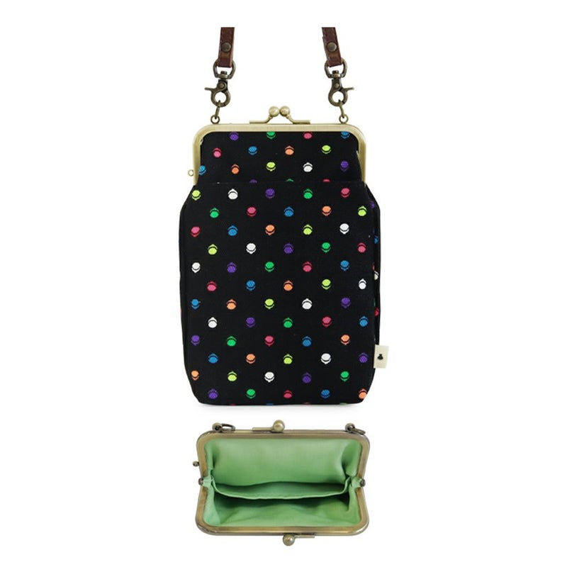 がま口お散歩ポシェット【帆布・がまドット柄】