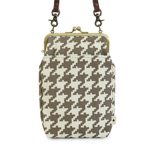 がま口お散歩ポシェット【帆布・バードチェック】