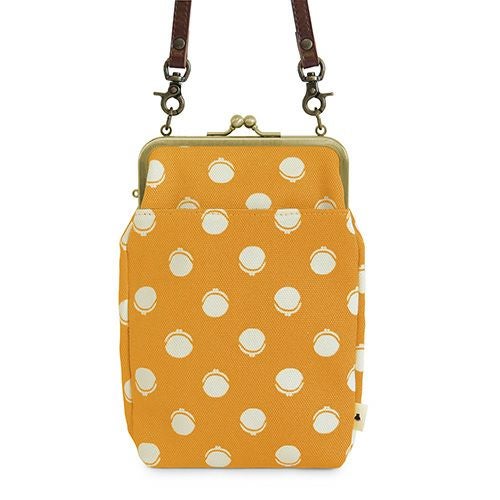 がま口お散歩ポシェット【帆布・がまドット柄　大判】