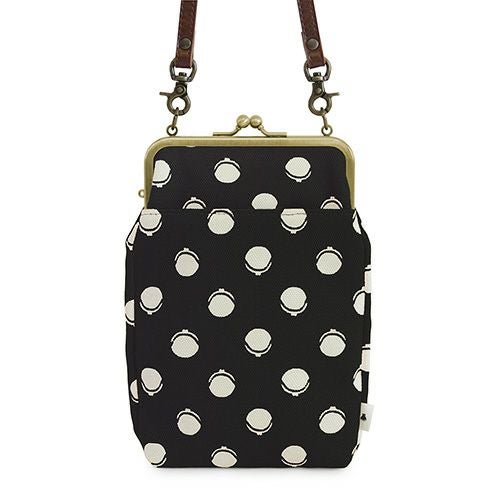 がま口お散歩ポシェット【帆布・がまドット柄　大判】