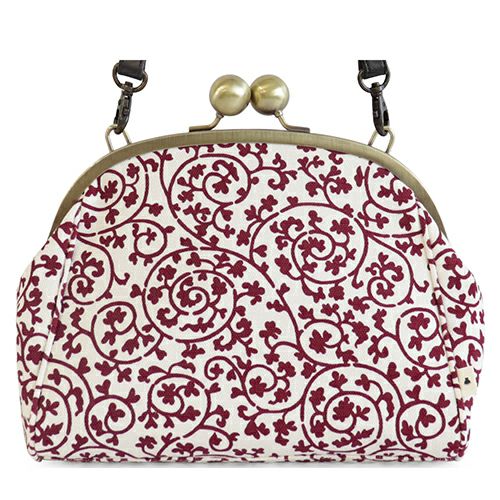 大玉がま口ポシェット【帆布・蛸唐草】