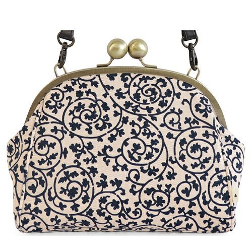 大玉がま口ポシェット【帆布・蛸唐草】