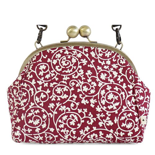 大玉がま口ポシェット【帆布・蛸唐草】