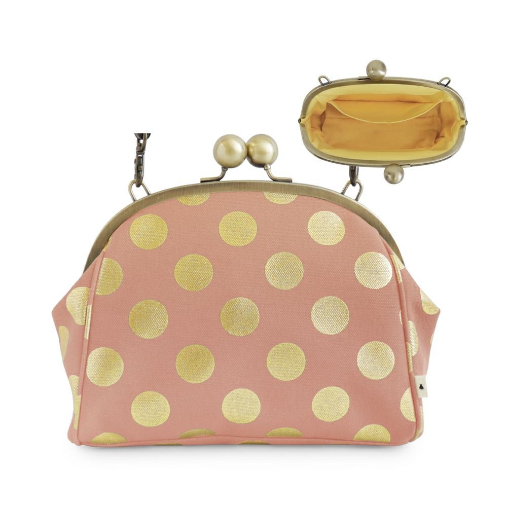 大玉がま口ポシェット【帆布・HAKUドット】