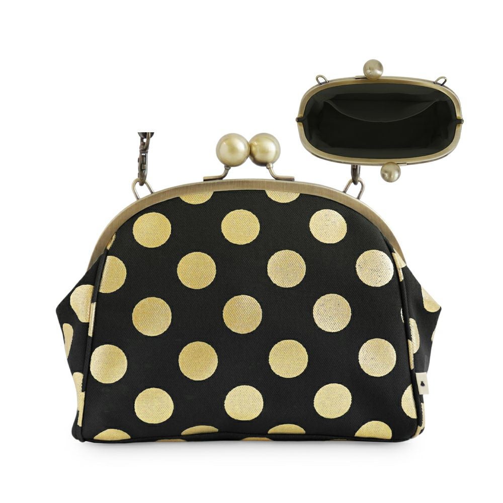 大玉がま口ポシェット【帆布・HAKUドット】