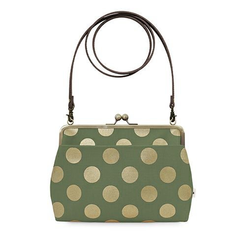 ポケット付きがま口スクエアポシェット【帆布・HAKUドット】