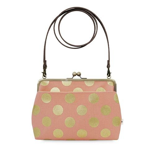 ポケット付きがま口スクエアポシェット【帆布・HAKUドット】