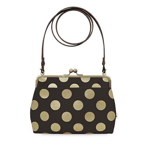 ポケット付きがま口スクエアポシェット【帆布・HAKUドット】