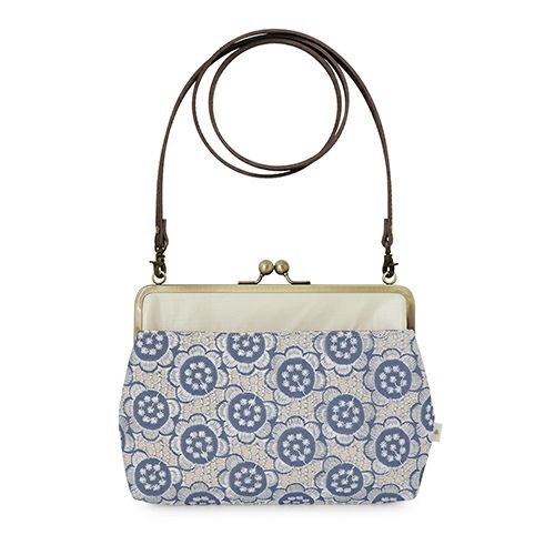 ポケット付きがま口スクエアポシェット【ポリッシュレース】