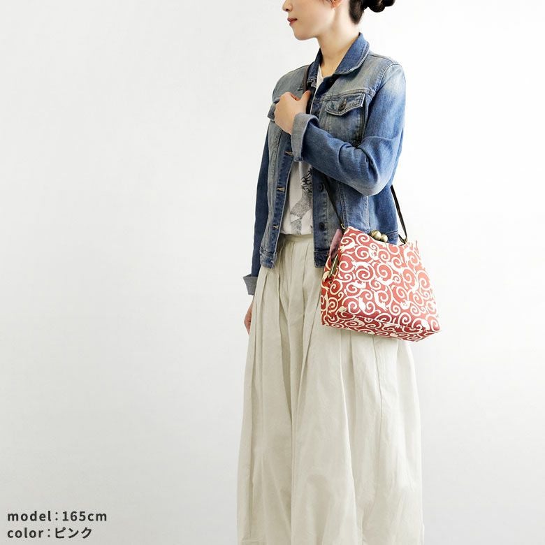 がま口にゃんこポシェット【ねこ唐草】