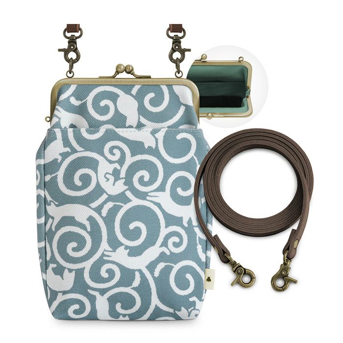 在庫商品】がま口お散歩ポシェット【ねこ唐草】 [M便 1/2] | がま口の