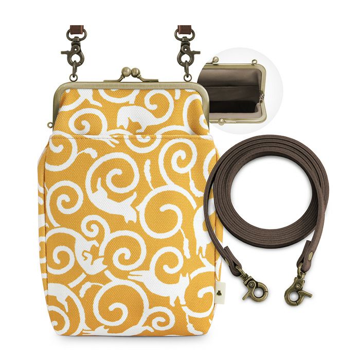 AYANOKOJI あやの小路 お散歩ポシェット ねこ唐草 イエロー