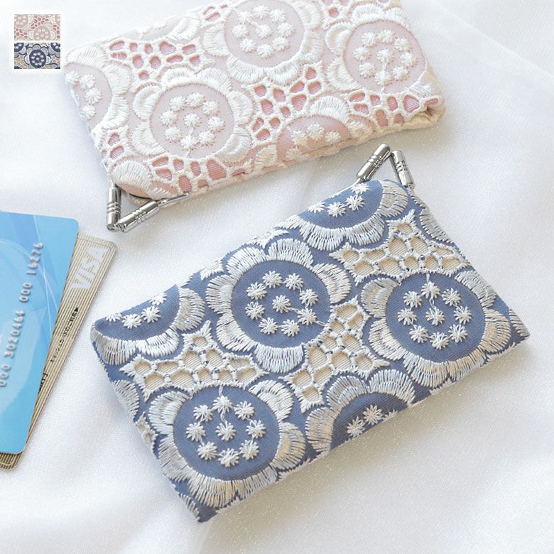 在庫商品】仕切り付きがま口カードケース【ポリッシュレース】 [M便 1