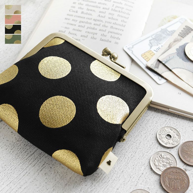 在庫商品】平親子がま口財布【帆布・HAKUドット】 [M便 1/3] | がま口