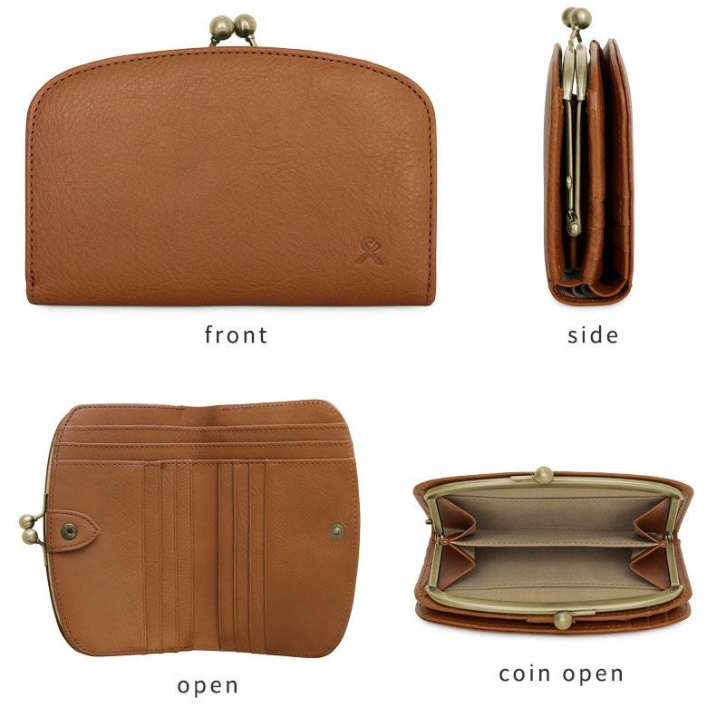 在庫商品】がま口二つ折りラウンド財布【X＿ナマラカーフ】 | がま口の