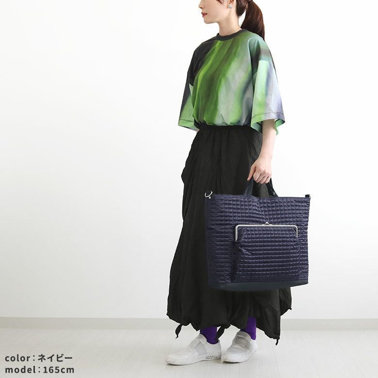 在庫商品】がま口ビッグショルダーバッグ【スクエアエンボス