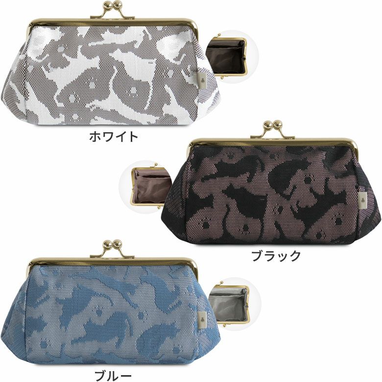 在庫商品】TAWARA型がま口コスメポーチ（中）【CAT lace(キャット