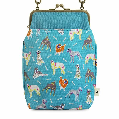 在庫商品】がま口お散歩ポシェット（ハギ）【Colorful Dog(カラフル
