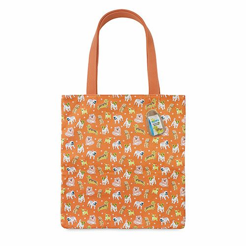在庫商品】トートバッグ(がま口チャーム付き)【Colorful Dog(カラフル