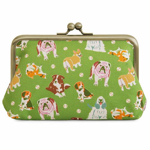 在庫商品】がま口スクエアポーチ【Colorful Dog(カラフルドッグ)】 [M