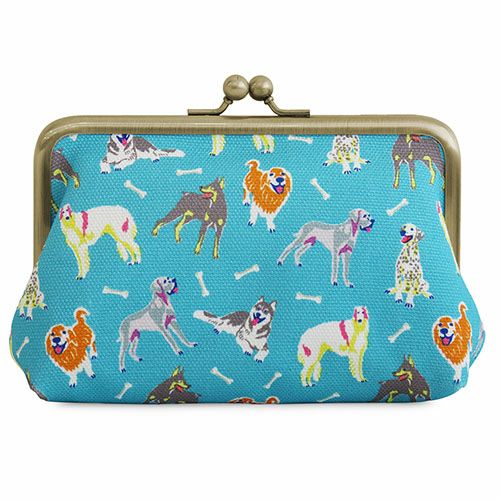 在庫商品】がま口スクエアポーチ【Colorful Dog(カラフルドッグ)】 [M