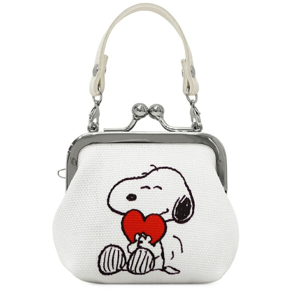 在庫商品】革ヒモ付き手提げがま口財布（小）【PEANUTS_(A)24AW】 [M便