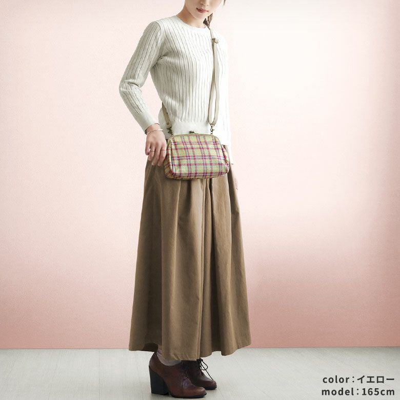 在庫商品】ファスナー付きがま口ミニポシェット【ディアタータン