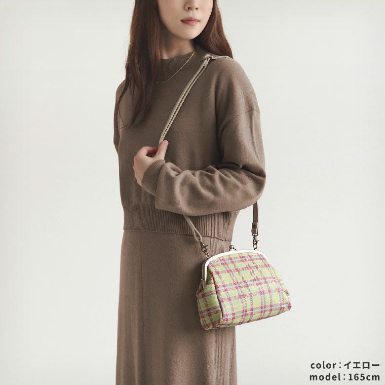 在庫商品】ファスナー付きがま口ミニポシェット【ディアタータン