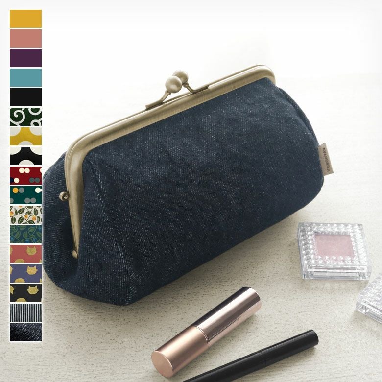 TAWARA型がま口コスメポーチ（中）【帆布・綿布（アソート）】