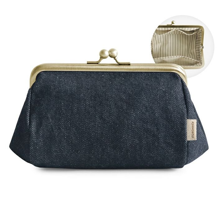 TAWARA型がま口コスメポーチ（中）【帆布・綿布（アソート）】