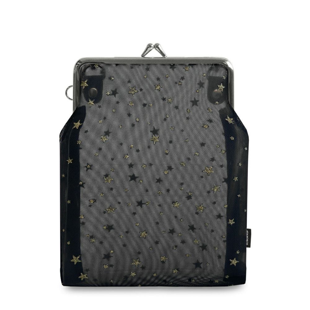 在庫商品】がま口メッシュショルダー【スターグリッターメッシュ】 [M