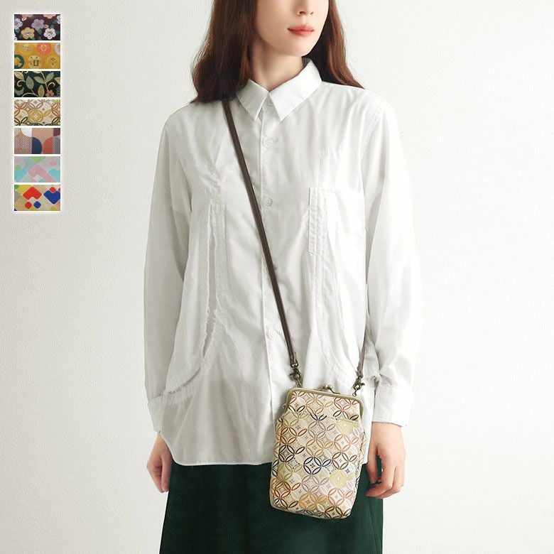 がま口お散歩ポシェット【金襴・帯地（アソート）】