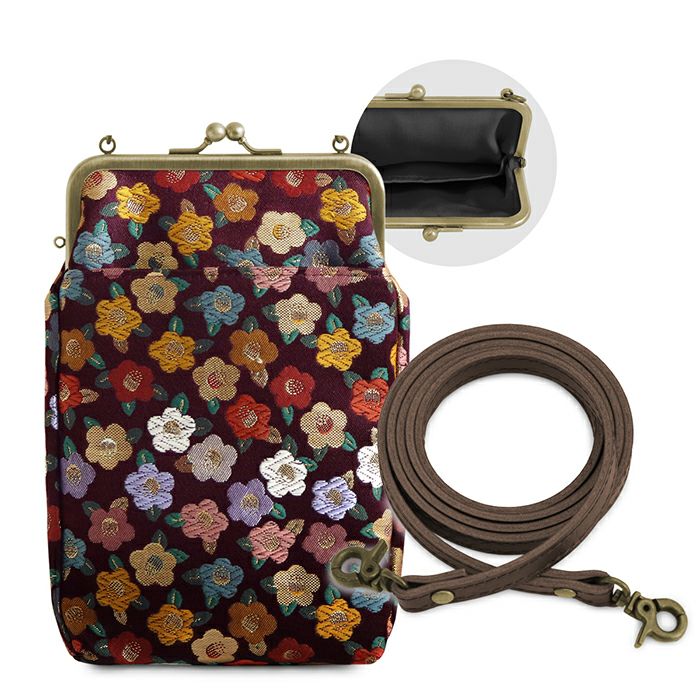 がま口お散歩ポシェット【金襴・帯地（アソート）】